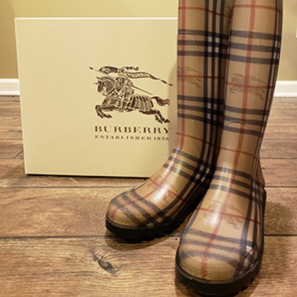 Burberry Shoes - Burberry Haymarket Rainboots - Size 41